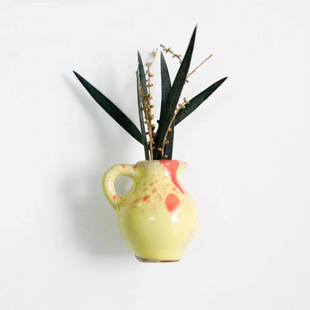 Ceramic Mini Plant Vase Excluding Plants Porcelain Bonsai Refrigerator Magnets  Gift