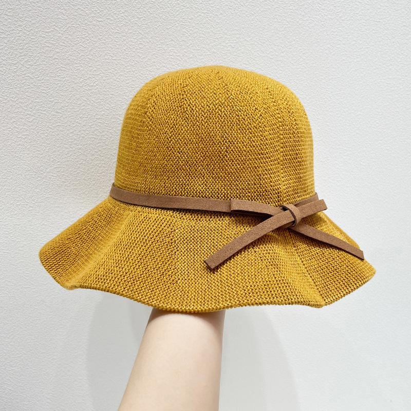 Hat women's spring and summer sunshade fashion bucket hat elegant temperament casual travel sunscreen hat white versatile top hat