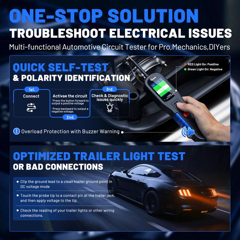 VDIAGTOOL V200 Car Electric Circuit Tester 6V-30V Automotive Power Probe Kit Electrical System Tester LCD Display Voltage Tester