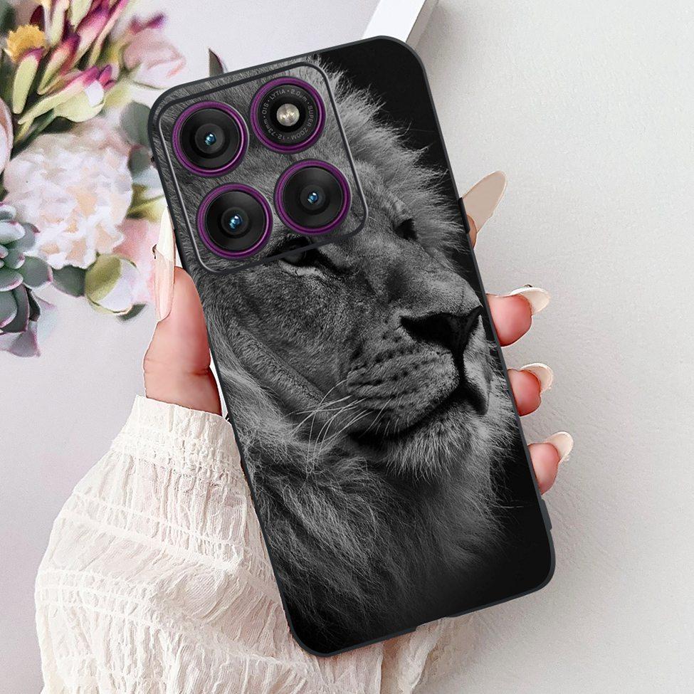 For Motorola Edge 60Pro XT2507-1 Back Cover For Motorola Edge 60 Pro Case Cute Cartoon Luxury Flower Painted Black Silicone 6.7"