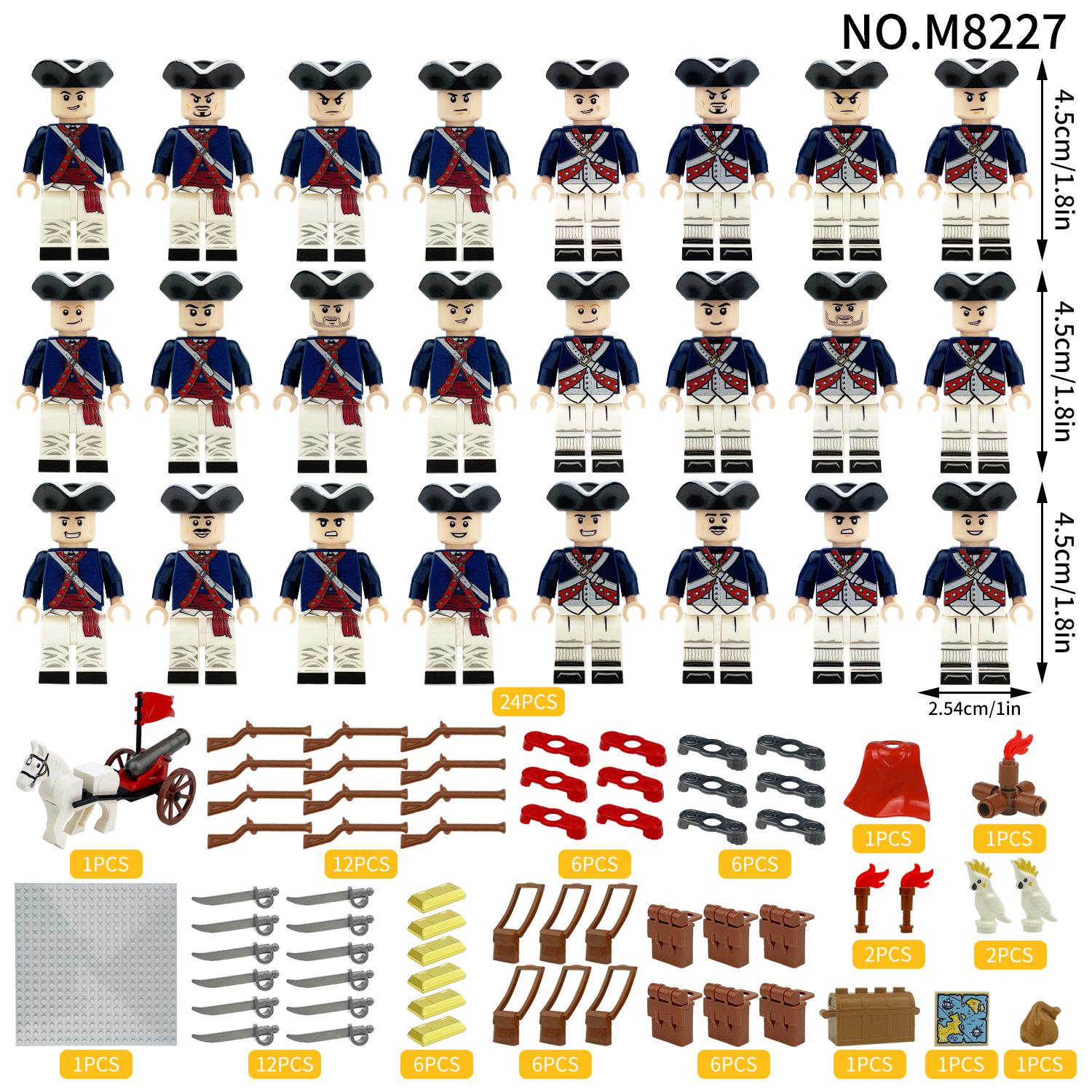 24pcs M8227 War of Independence 24 Figurines Phalanx Children Assembled Small Educational Toy
