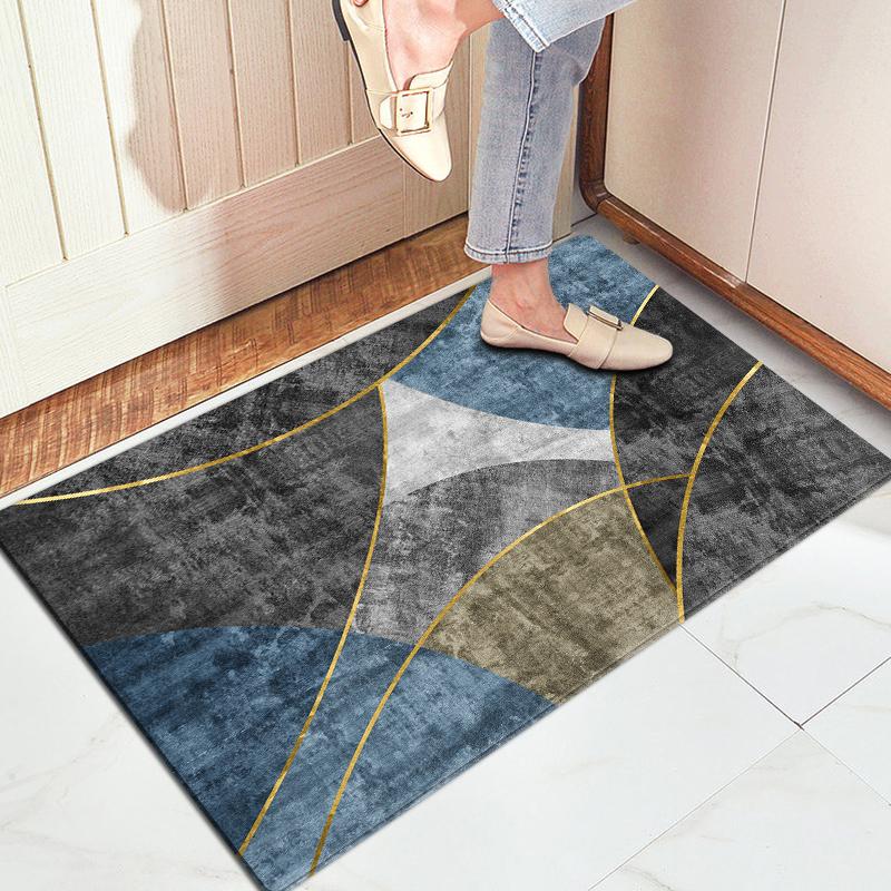Šedá geometrická abstraktní houbová rohožka Protiskluzová latexová podložka Super absorpční pro vnitřní toaletu Koberček k posteli Podložka na podlahu