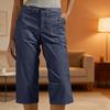 Calças Femininas Cropped com Bolsos Cintura Alta Perna Reta Calças Cargo Modelagem Solta Comprimento no Joelho Calças de Verão para Caminhada Viagem