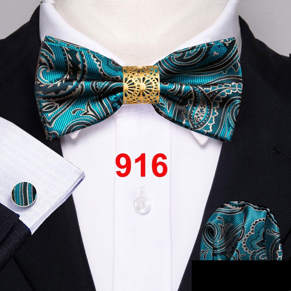 Barry.Wang Papion pentru bărbați, în carouri cachete, set de butoni cu papioane