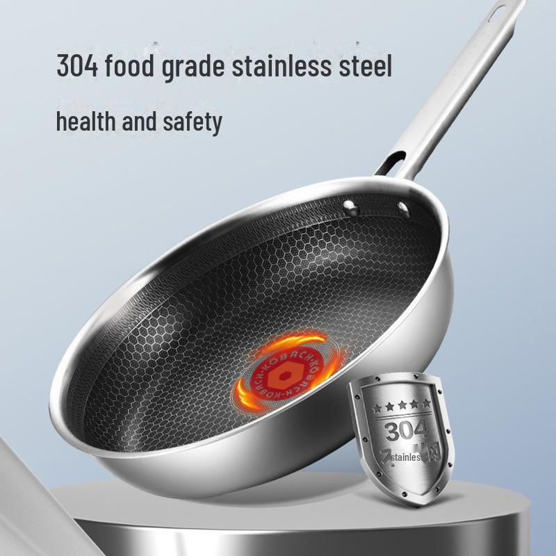 Kangbahe Honeycomb Non-Stick 304 Stainless Steel Frying Pan - Double-Sided for Pancakes & Steaks