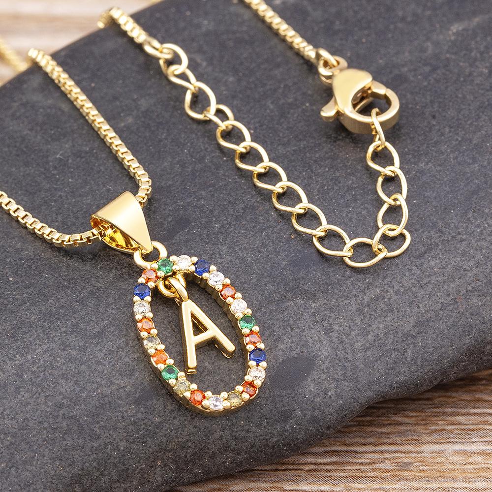 Nidin New Colorful 26 Letters A - Z Initial Alphabet Pendant Long Chain Necklace Jewelry Women Accessories Gift