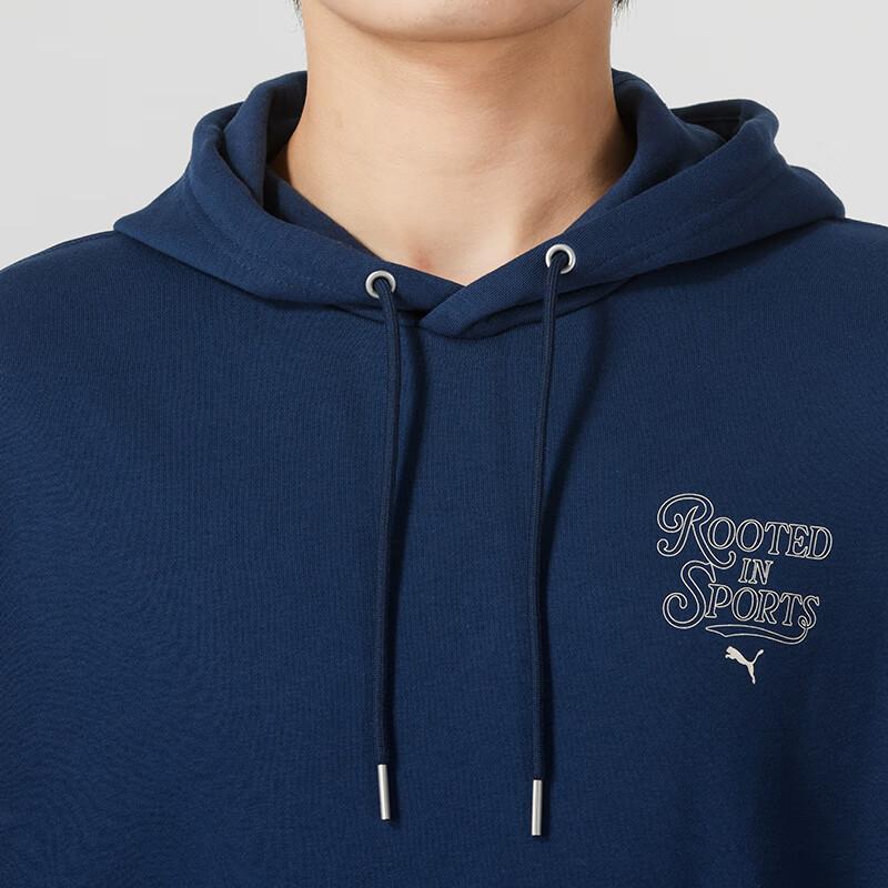 Puma Letter Embroidery Hooded Comfortable Breathable Casual Color Block Long Sleeve Sweatshirt Men sweatshirt Blue 631036-14