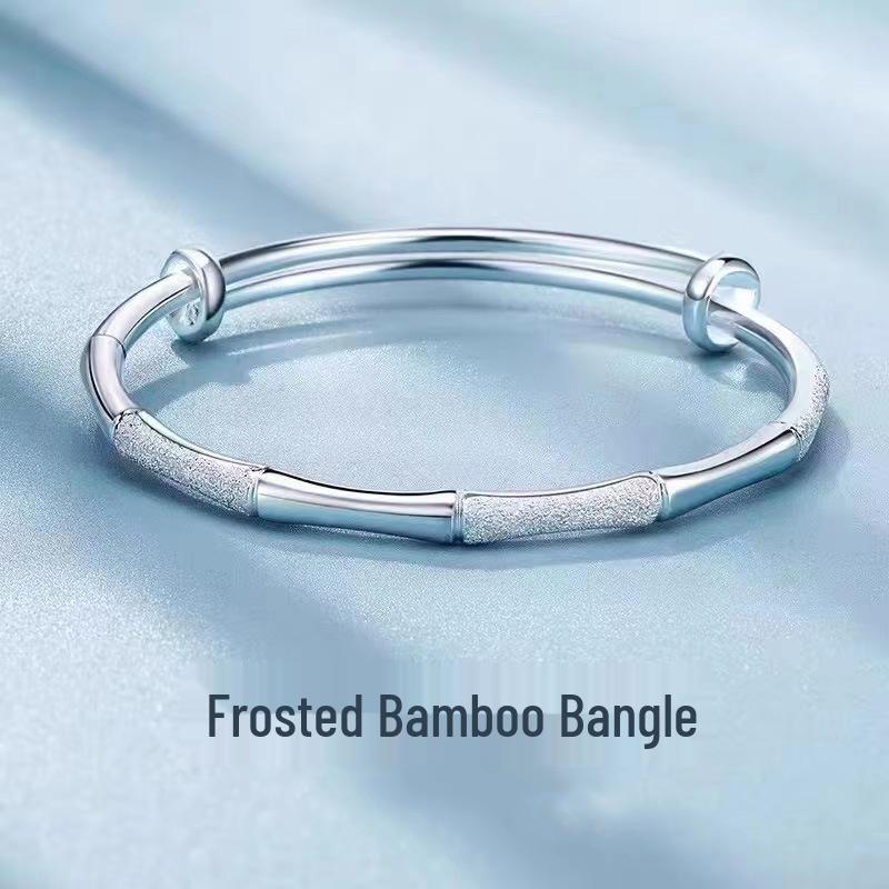 

Silver Plated Bamboo Carousel Bangle: Women s Ancient Style Push-Pull Bracelet