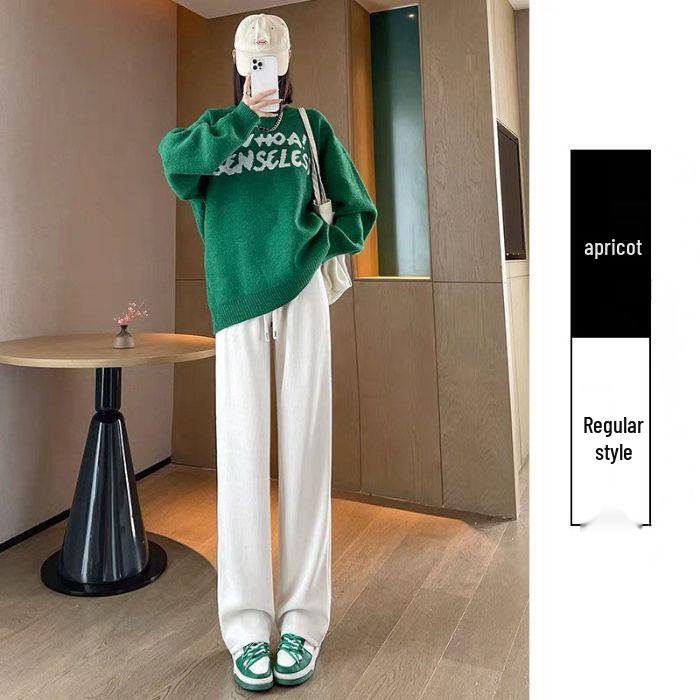 

Apricot Corduroy High-Waisted Wide-Leg Pants - Women s Autumn/Winter 2025 New Velvet Chenille Cream Drape Style L