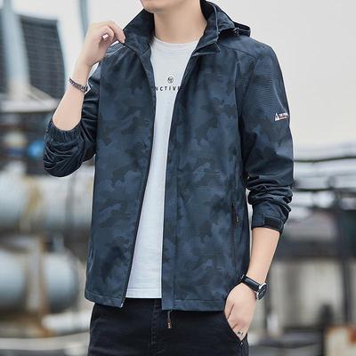 Men's Jacket Trendy Spring Outdoor Windproof Jacket Casual High Sense Removable Camouflage Hooded Jacket