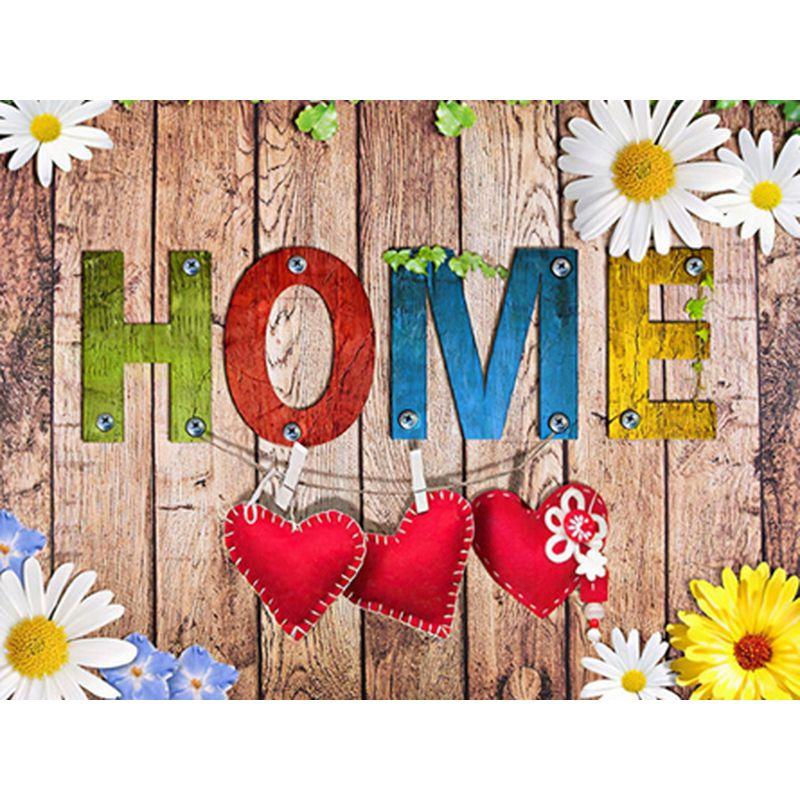 5DFull Round Diamond Painting Text Home Rhinestones Diamond Embroidery Cross Stitch Welcome Mosaic Wall Art