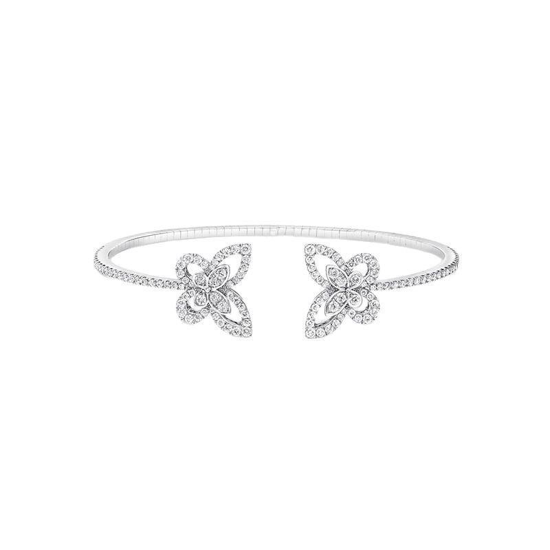 Butterfly Diamond Double Flower Bracelet: Women s Blooming Flowers and Star Design