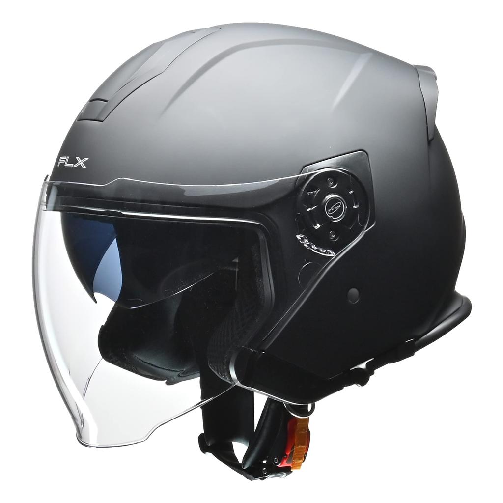 LEAD FLX Motorcycle Jet Helmet with Inner Shield, Matte Black, Size L (Under 59-60cm)