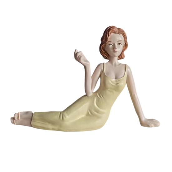 Handcrafted Sculptural Women Aroma Figurine Elegant Lady Figurine Incense Stick Holder Resin Meditating Lady Aromatherapy Statue for Living Room