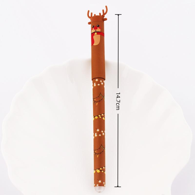 4Pcs Christmas Themed Erasable Gel Pen Cute Santa Claus Snowman Elk Gingerbread Man 4 Colors Pens Student Stationery Gift