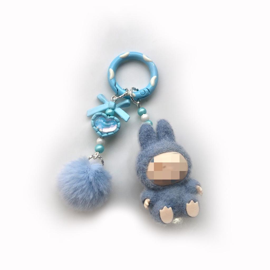 Flocking Mini Keychain Vinyl LABU Cute Grain Baby-free Bag Mobile Phone Pendant Cute Keychain