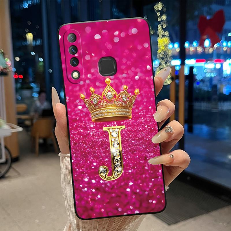 Beautiful A To Z Letter Crown Casing For Infinix S4 Smart3 Plus X626 X267 Case Black Soft Silicone Shockproof Shell