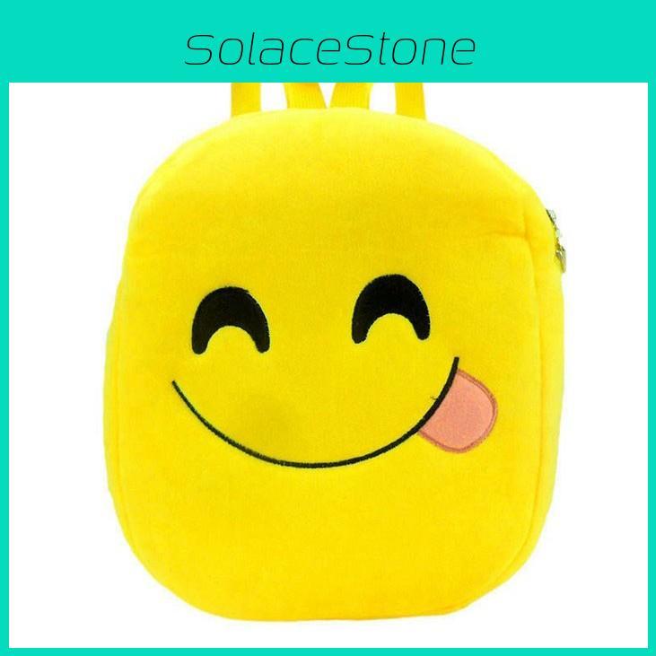 Adorable Cute Smile Emoji Face Backpack For Kids Crafted With Plush Material