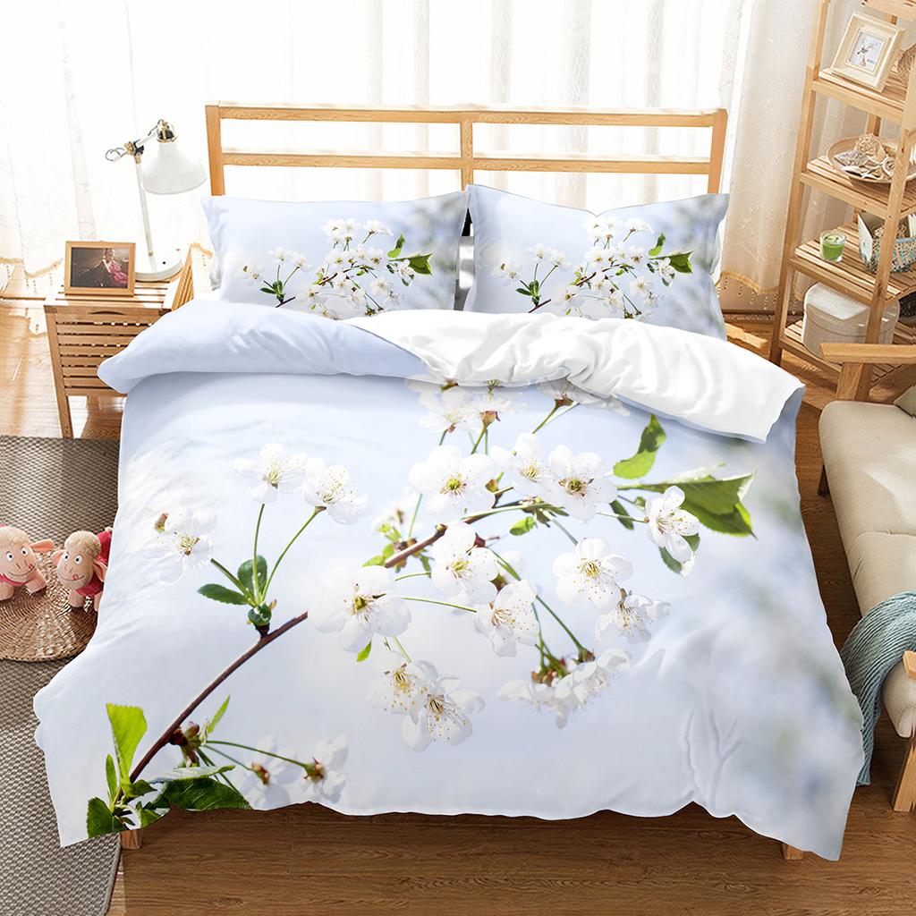 Spring Flowers King Queen Duvet Cover Colorful Floral Bedding Set Cherry Blossoms Quilt Cover 2/3pcs Polyester Comforter Cover