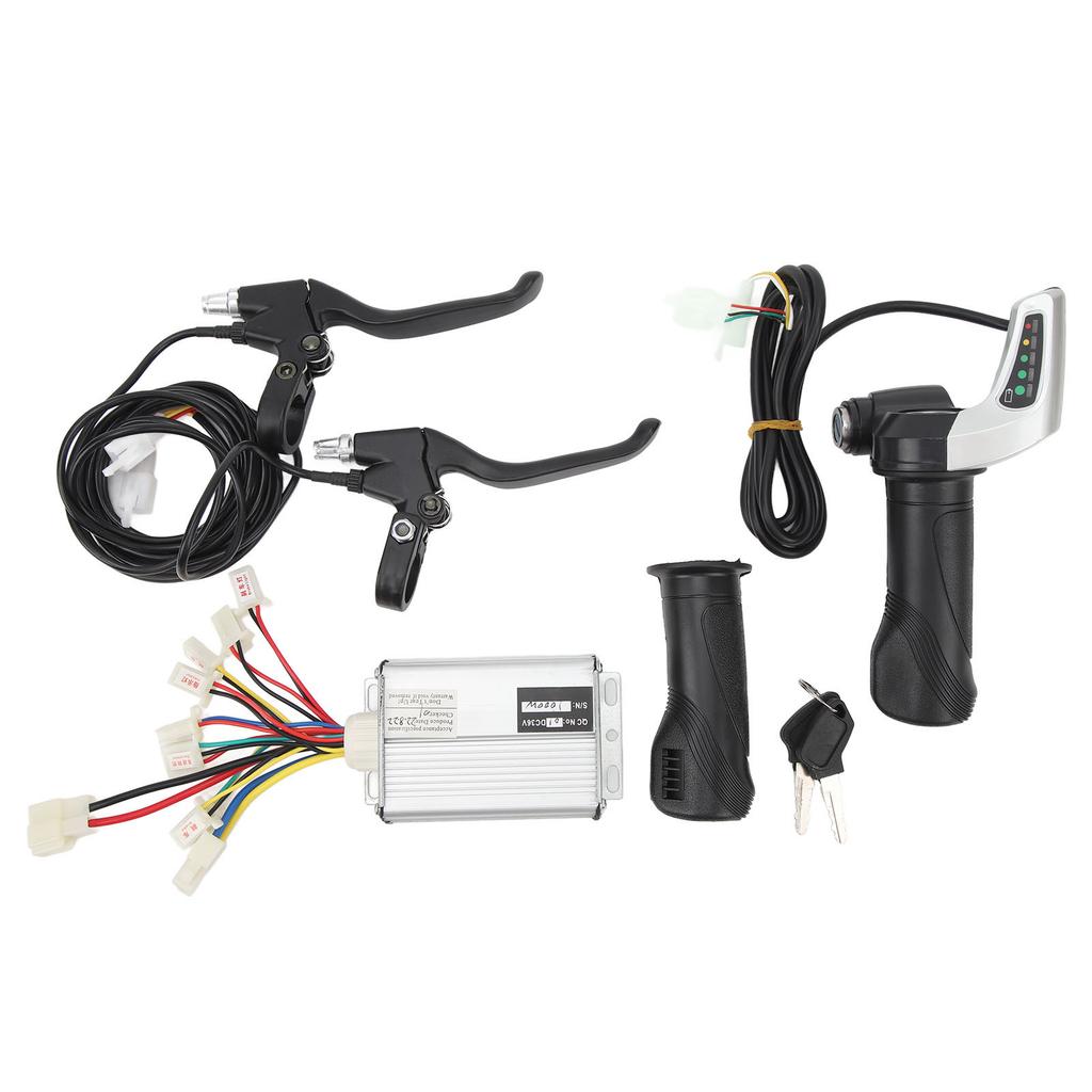 3V 1000W Electric Bike Controller Conversion Kit Throttle Grip with 36V Tip Screen Lock All Aluminum Brake Handle