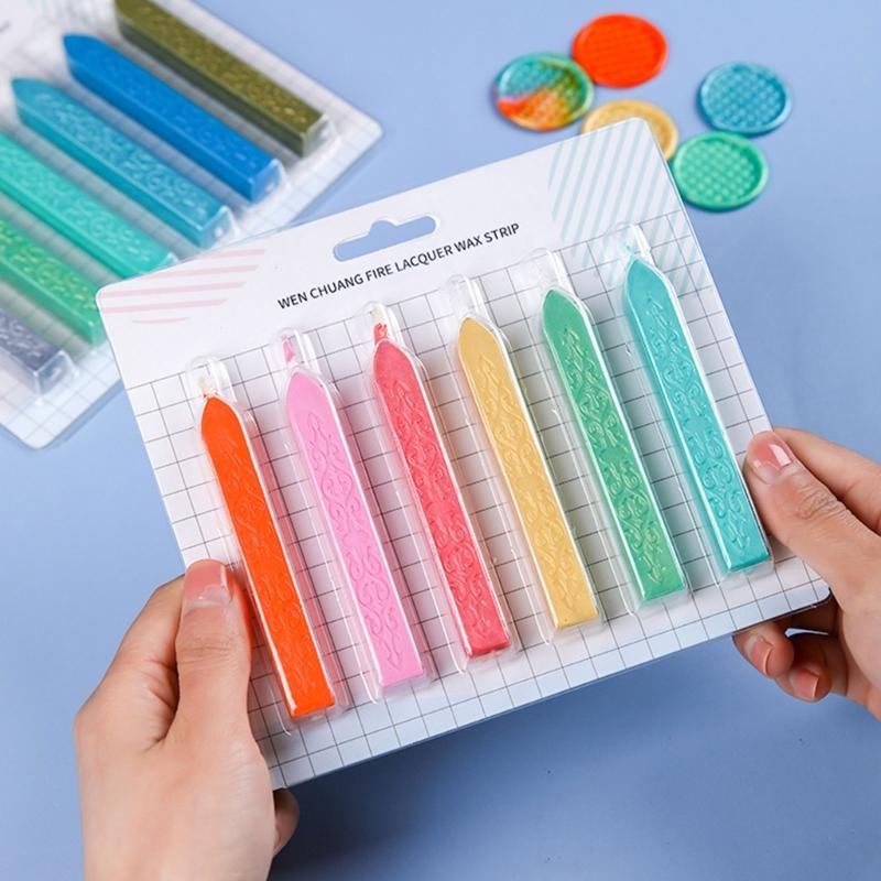 6Pcs Wax Seal Stick, Seal Wax Stick with Wick for Letter Seal Wax Stamp, Wedding Invitations, Package Decorations