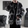 Pánský retro geometrický pletený kardiganový svetr v etno stylu - volný střih, unisex styl