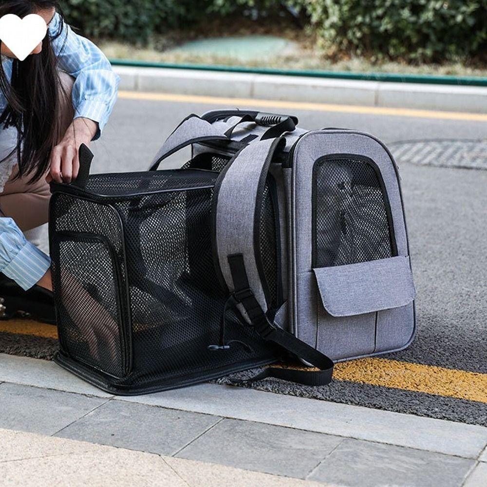 Foldable Pet Carrier Backpack Breathable Pet Travel Bag Expandable Cat Bag  Pet Supplies