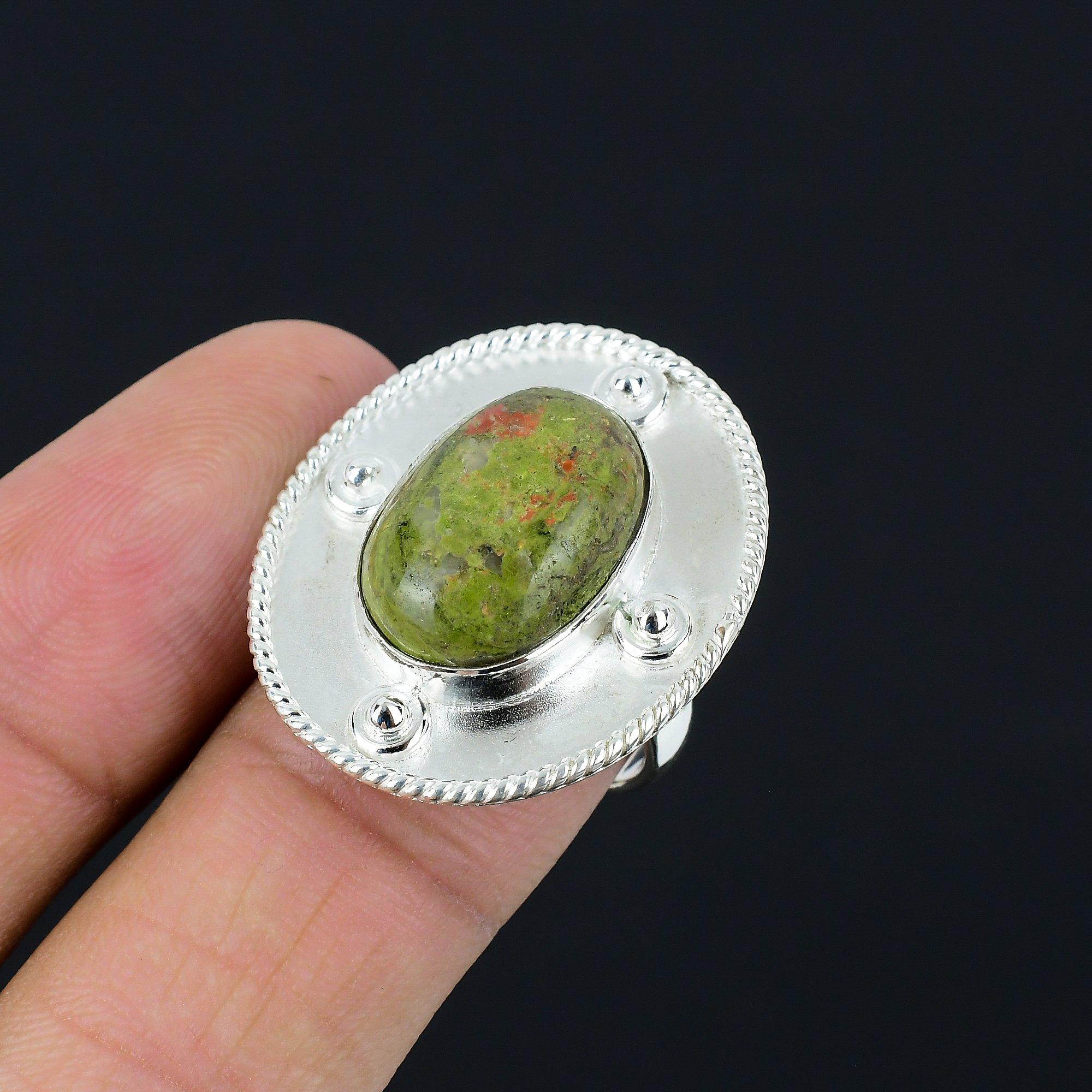 Sisters Day Deal Unakite Gemstone 925 Silver Promise Birthday Wedding Ring US 8 8