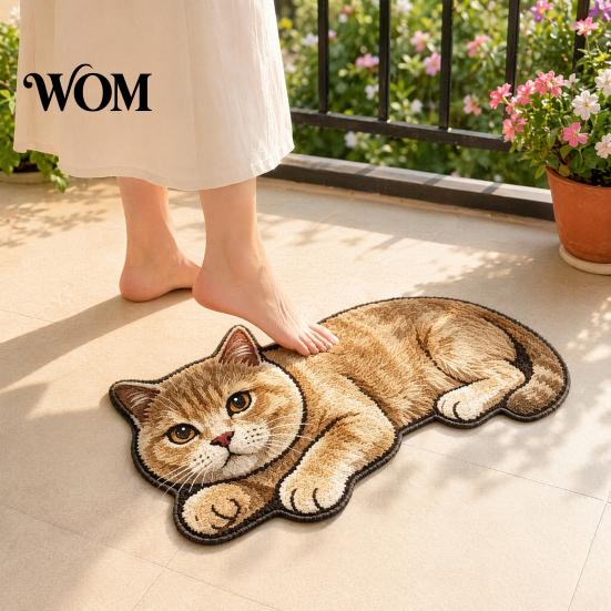Pet Themed Floor Rug Cute Cat Bathroom Rug, Anti-Slip Absorbent Bath Washable Plush Design Welcome Mat Kitty Door for Entrance Kitchen Home Decor