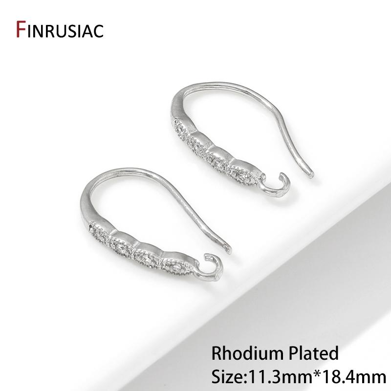 

18K Gold Plated Brass With Zircon Earrings Hooks Anti Allergy Earring Clasps For DIY Earring Jewelry Making Findings accessories 2 pairs