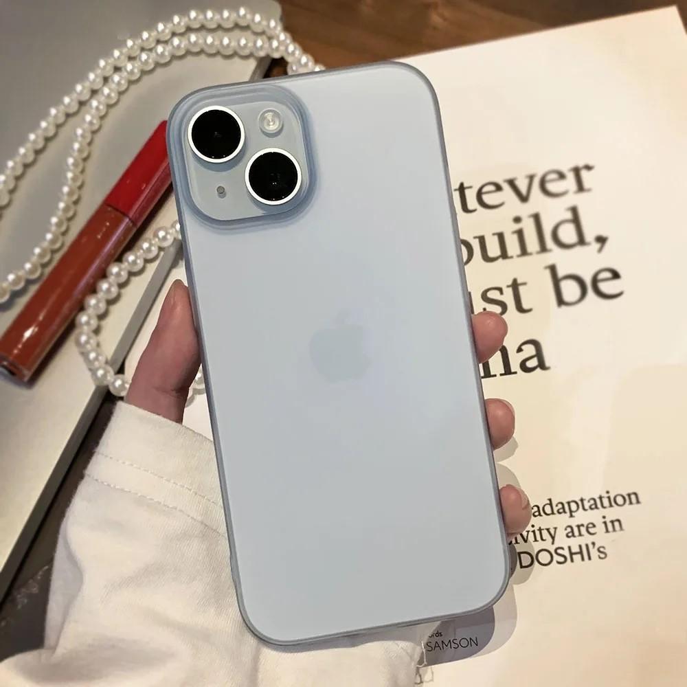 Luxury Ultrathin Matte Shockproof Phone Case For iPhone 15 14 13 12 Pro Max Plus Transparent Bumper Back Cases Cover