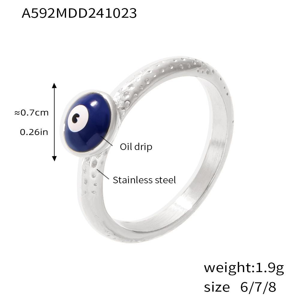 Qiong Yao Blue Devil s Eye Ring - Stainless Steel Trendy Fashion Accessory Size 6