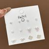 Korean Version of Niche One-week Stud Earrings Set Ins Cute and Small Alloy Electroplating Temperament Point Diamond Earrings