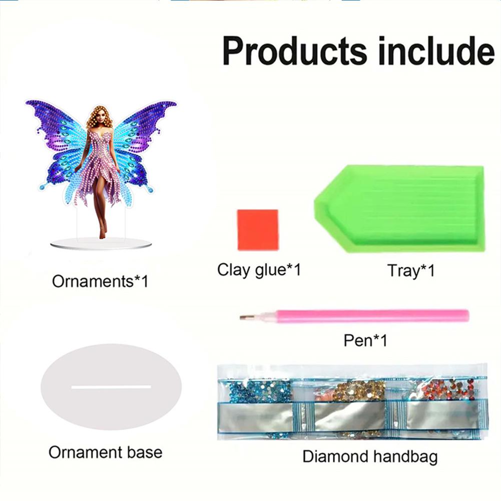 2pcs Butterfly Fairy 2D/Flat DIY Hanging Diamond Art Kits Single-Sided Drill Diamond Art Pendant Wall Decor for Home & Windows