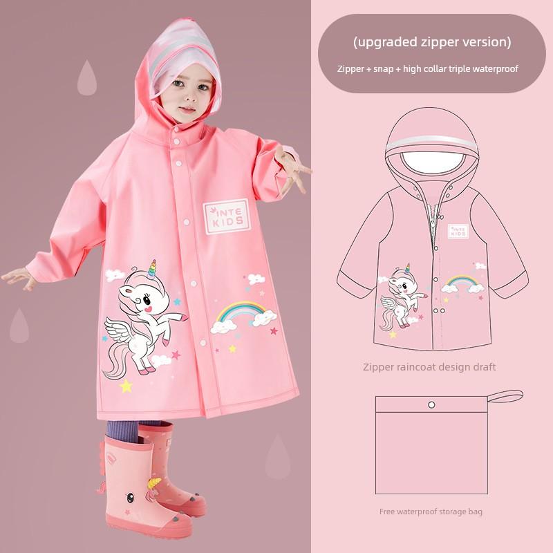 Children's Raincoat for Boys and Girls, Transparent Rain Poncho for Toddlers and Kindergarten Kids, Dinosaur Raincoat, Rain Gear