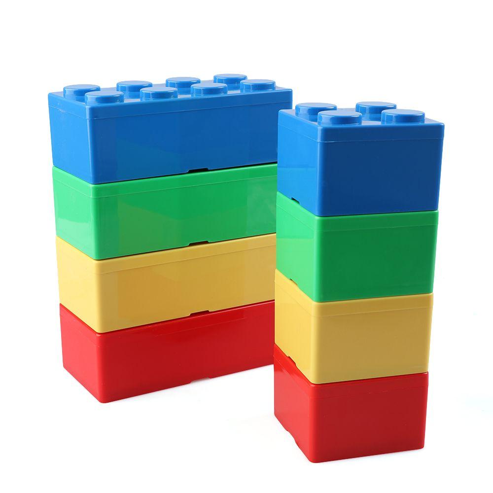 New Creative Building Block Shapes Storage Box Plastic Saving Space Box Superimposed Desktop Container Office House Supplies