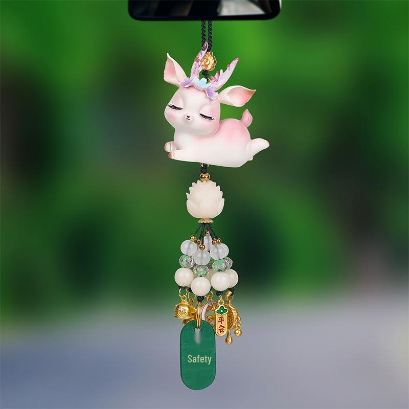 

2025 Stylish Deer Car Rearview Mirror Pendant - High-End Travel Accessory for Interiors