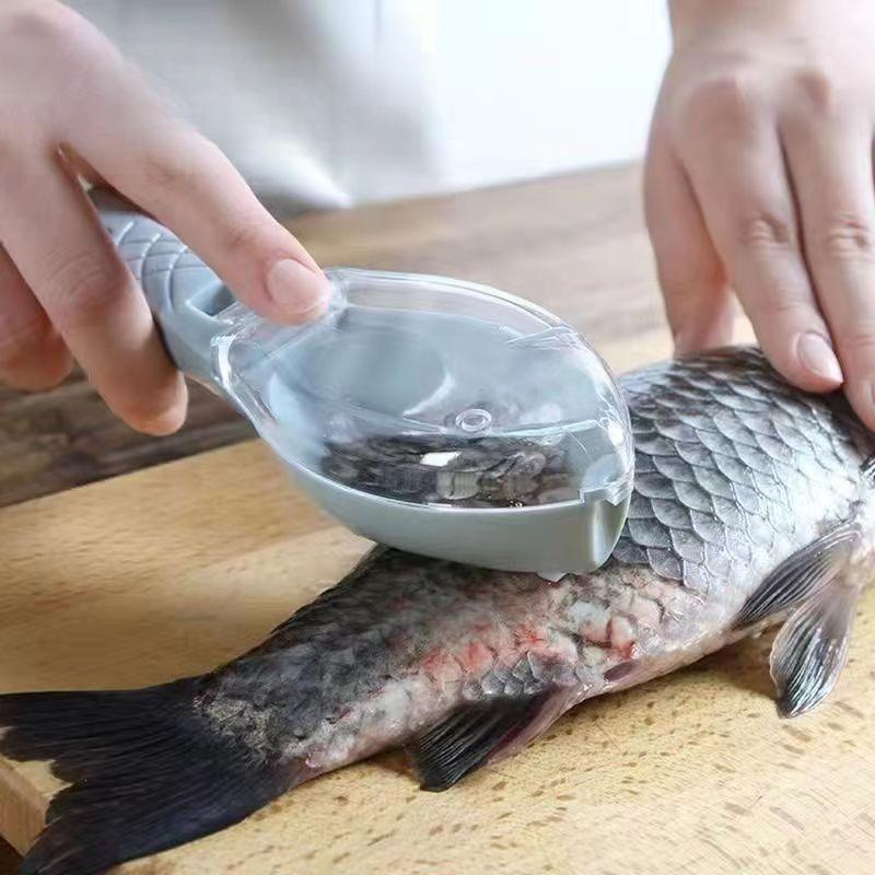 Manual Fish Scaler With Cover Portable Fish Scale Remover Anti Slip Handheld Fish Descaler Scraper Household Kitchen Gadget