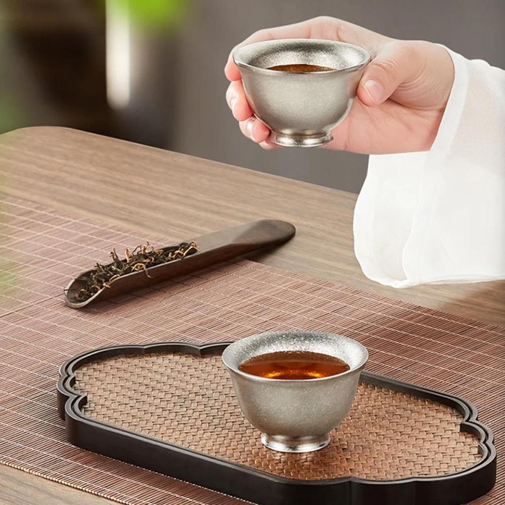KAMJOVE Pure Titanium Double-Layer Anti-Scald Small Tea Cup Tasting Cup Master Tea Cup Kung Fu Tea Cup Home Use