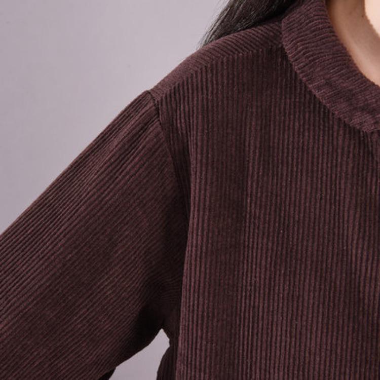 2025 Frühling/Herbst Retro Kord Locker Langarm Einfarbiges Kleid