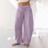 Women's Barrel Leg Sweatpant Drawstring Elastic Waisted Wide Leg Pants Casual Cotton Palazzo Trousers With Pockets