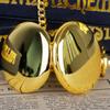 Goldene Glatte Runde Gesichtsform Römische Ziffern Schwarzes Zifferblatt Quarz Taschenuhr Praktische Anhängeruhr
