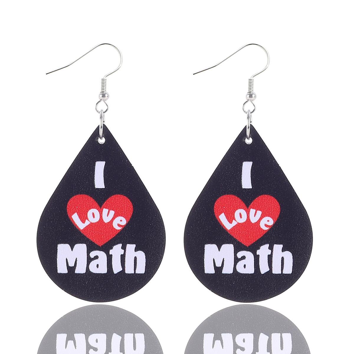 Teachers Day Apple Pencil Rocket Book Education Drop School Bus Elements Leather Earrings Ladies