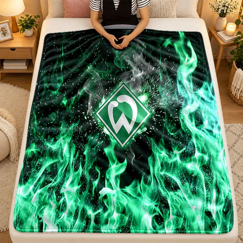 Flannel BlanketWerder Bremen Football Warm Soft Throw Blanket for Indoor Sofa Bed Living Room Use