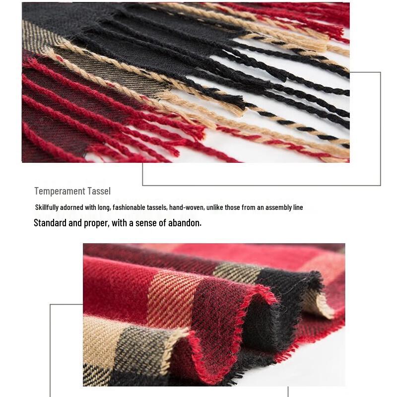 Hengyuanxiang 100% Wool Plaid Winter Scarf