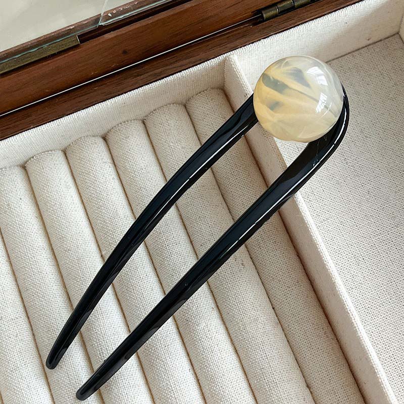 

Vintage Coffee Acetate U-Shaped Hairpin For Women Girls Fashion Round Bead Geometric Hair Sticks Jewelry Hair Accessories