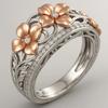 Vintage Inlaid White CZ Flower Women's Ring Trendy Two Color Geometry Daily Wear Party Jewelry Anniversary Gift