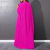 Women's Fashion Spring Fall Solid Color Print Long Sleeve V-Neck Loose Waistline Casual Dresses