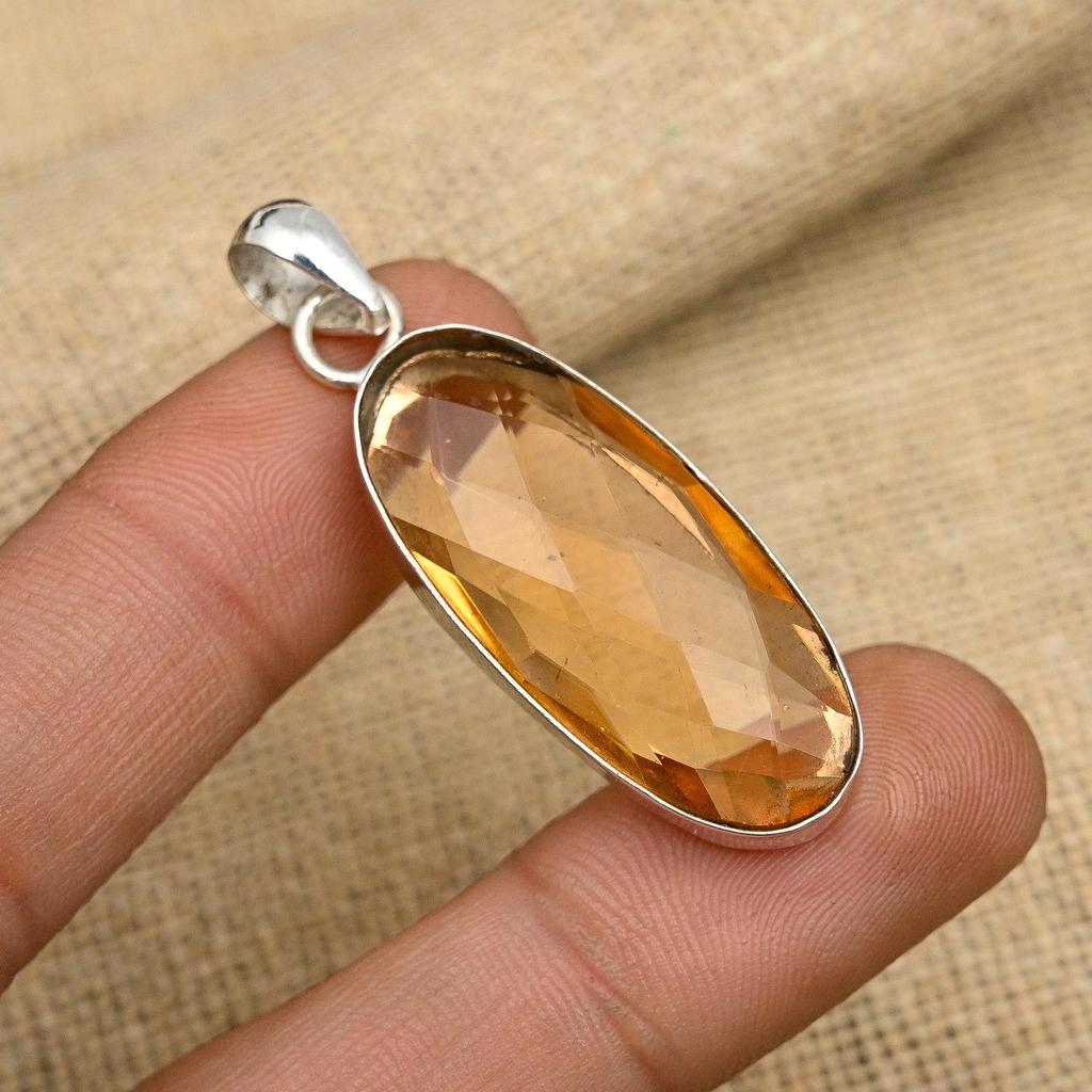 Morganite Gemstone Handmade Solid 925 Sterling Silver Jewelry Anniversary Pendant For Her
