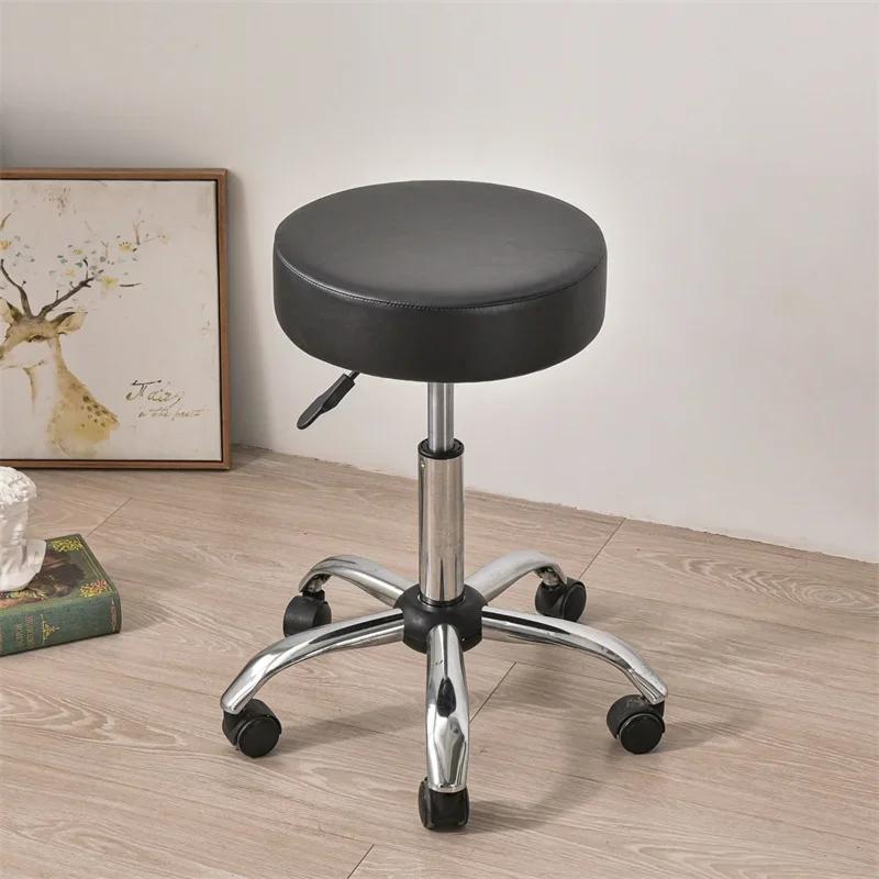 Waterproof Round Stool Cover Leather Elastic Barstool Covers All Inclusive Solid Color Rotating Chair Slipcover Home Hotel Decor